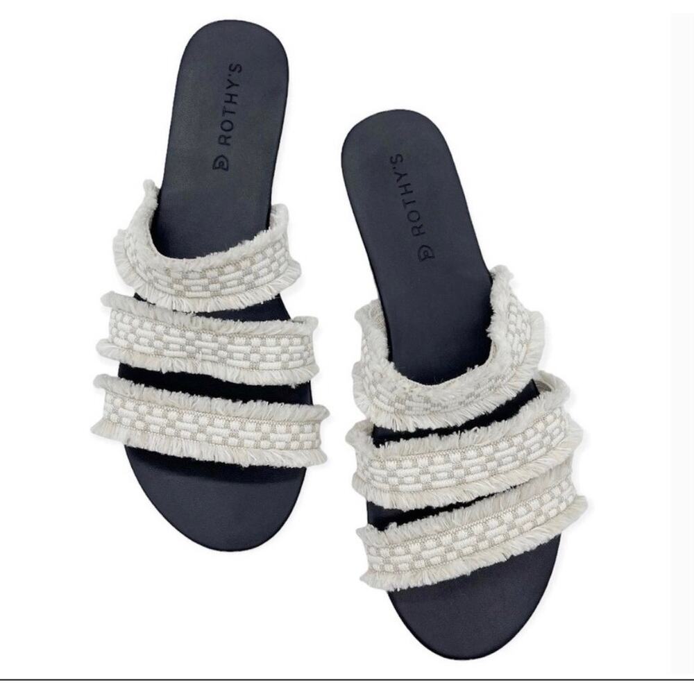 Rothy’s Seashell Triple Band Fringe Sandals Sz 11